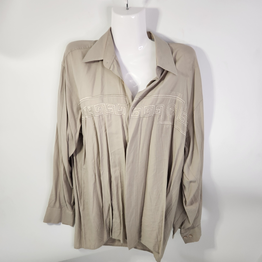 Next  Original Men's Beige Embroidered Casual Shirt Size M